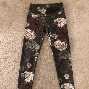 Olive green floral leggings